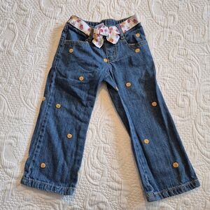 Gymboree girls size 2T light jeans with sunflower embroidered pants VGUC